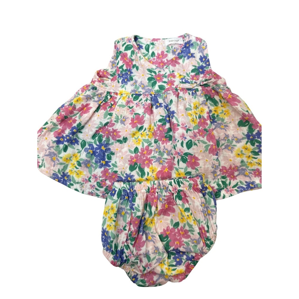 Angel Dear Dress Bloomer Set Baby Girls 0-3M Multicolor Floral Organic Cotton